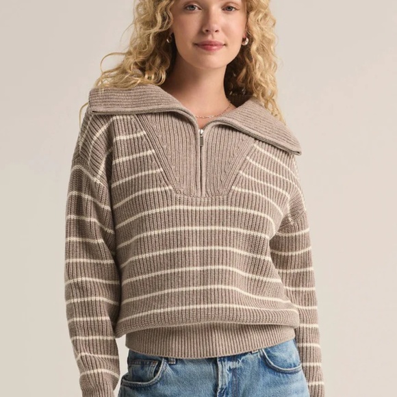 NWOT Z Supply Villa Half Zip Stripe Sweater - Picture 5 of 6